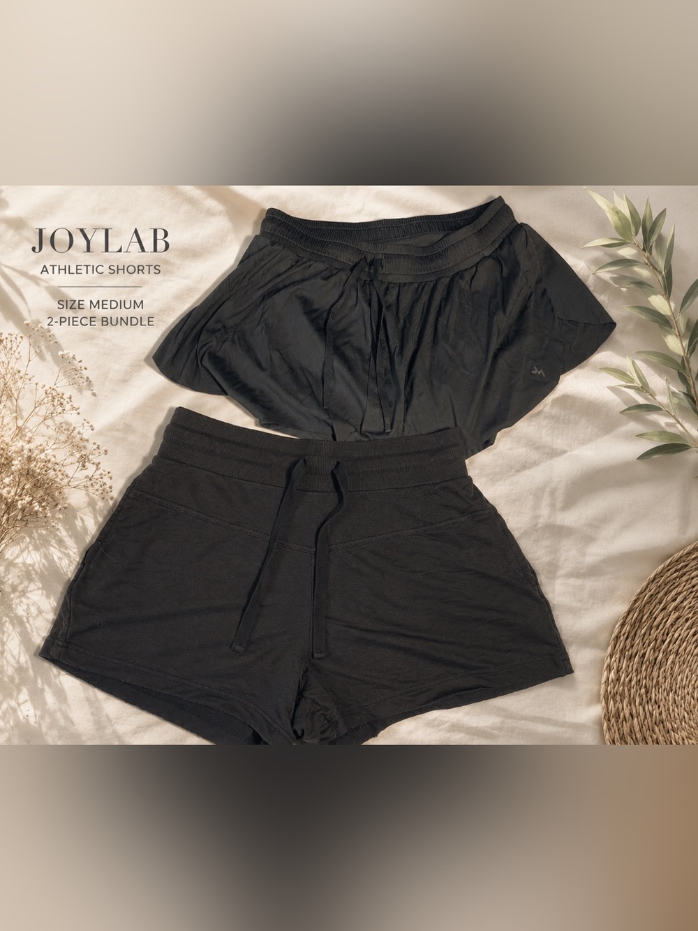 JoyLab Black Athletic Shorts Bundle Size Medium | 2 Pairs Running Lounge Workout